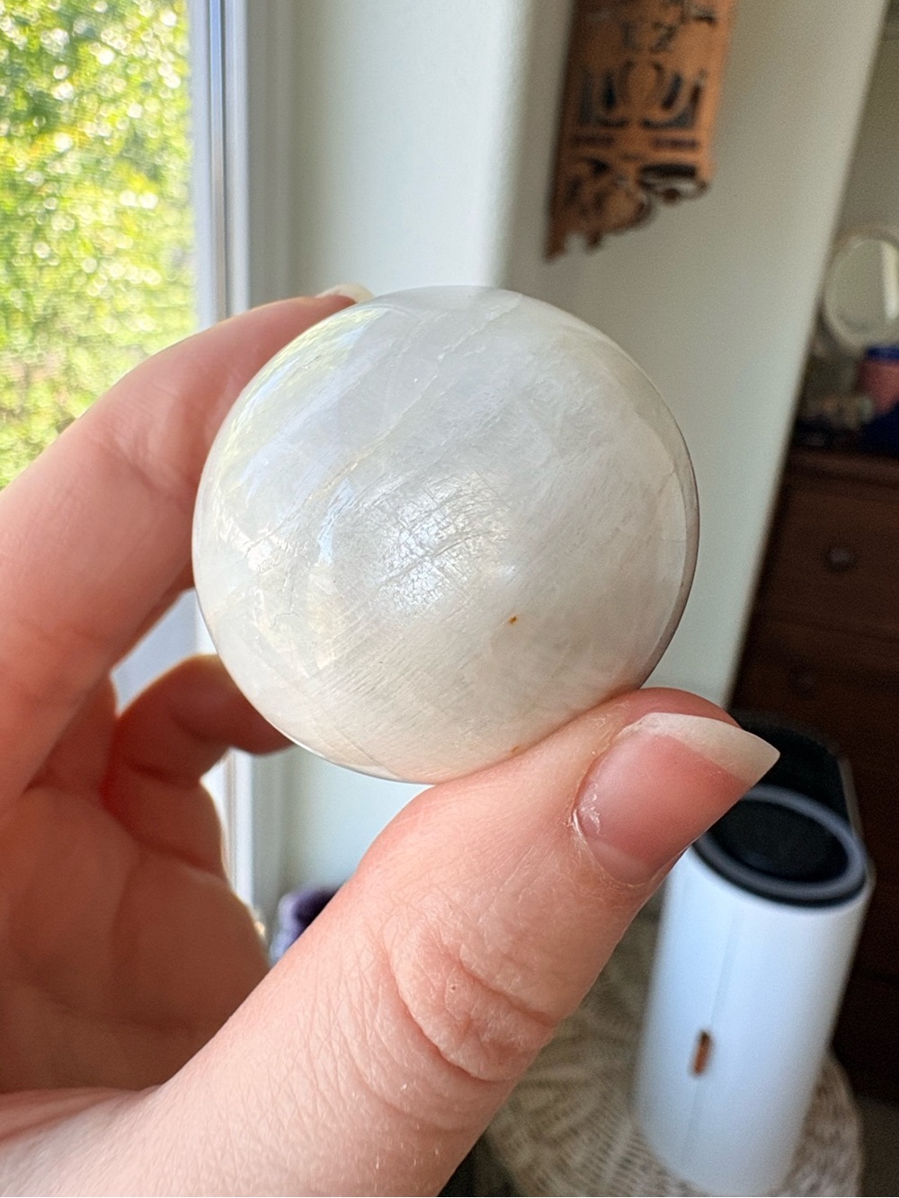 Flashy White Moonstone Sphere